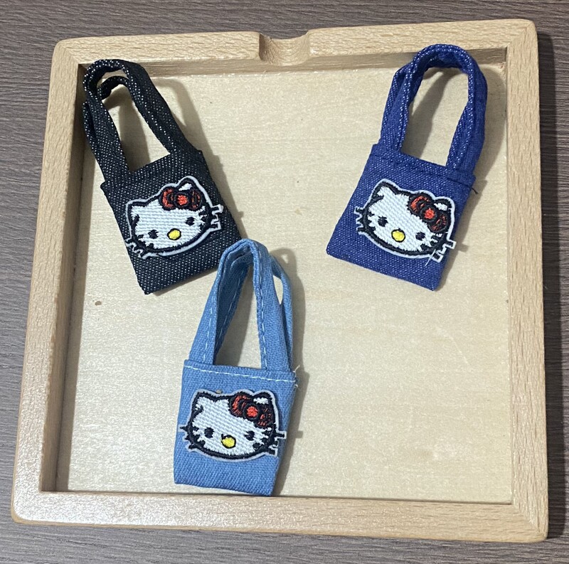 10cm Doll Clothes Kt Cat Canvas Bag Trendy Brand Denim Cat Shoulder Bag Handbag Mini Canvas Bag