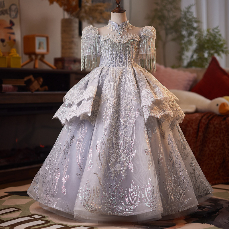 Girls' Host Dresses, High-End Luxury Children's Fashion Show Wedding Dresses, Puffy Dresses for Girls, Piano Performance Costumes Girls' Host Dresses, High-End Luxury Children's Fashion Show Wedding Dresses, Puffy Dresses for Girls, Piano Performance Costumes