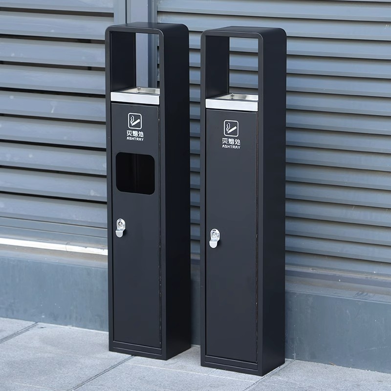 Cenicero vertical al aire libre piso fijo de acero inoxidable Cenicero columna de soporte de cigarrillos titular de cigarrillos colector