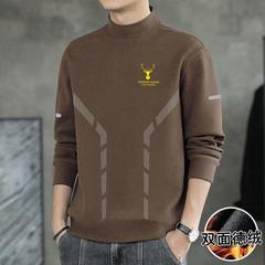 【出荷が早い】半高襟両面デコルテ男性長袖tシャツに服のファッションブランドの男性が秋を着ている