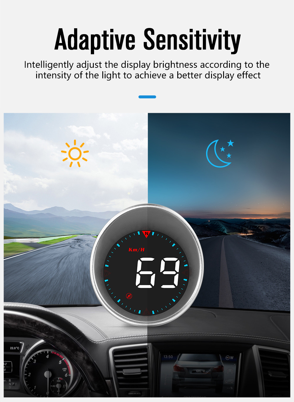 Cross-border car HUD head-up display, universal for cars, with Beidou GPS, over-speed alarm, high-definition smart display G5