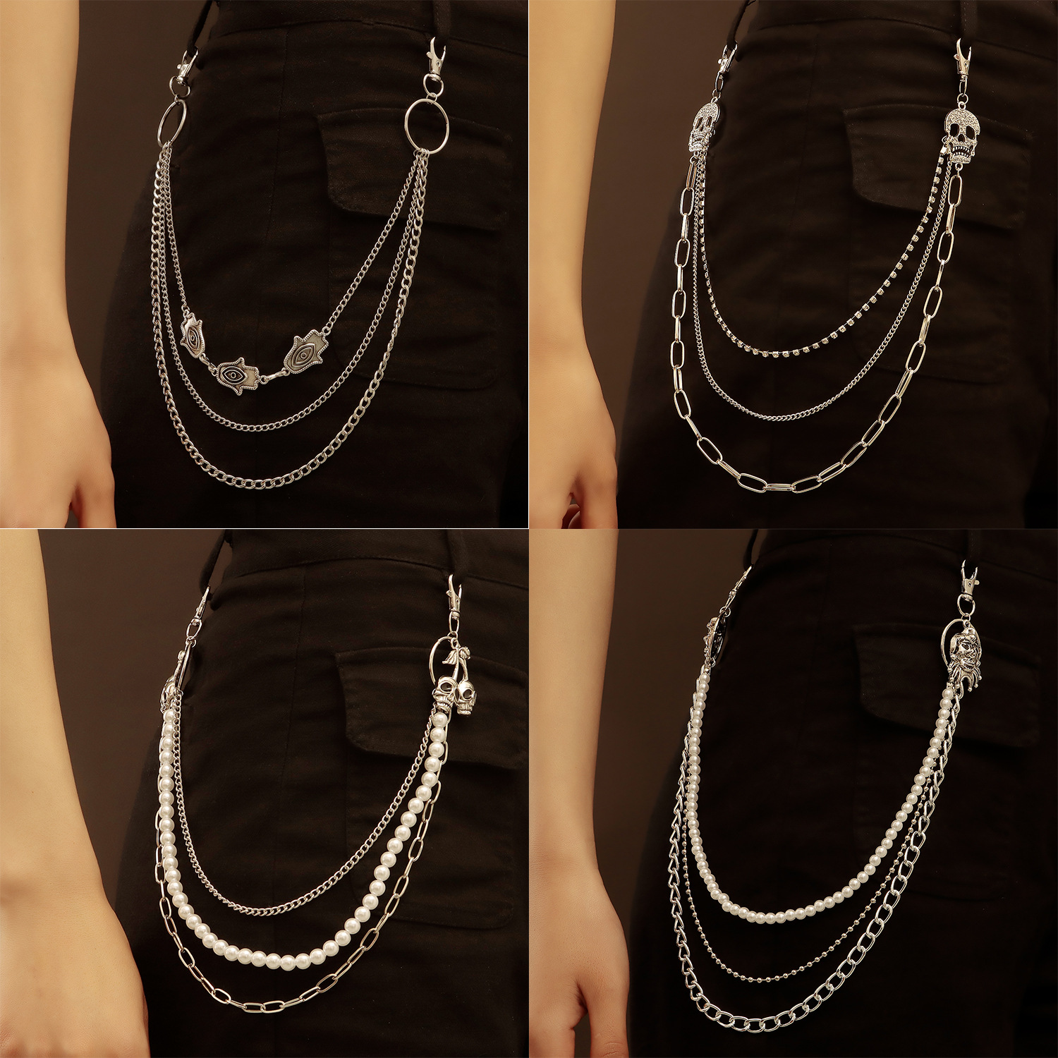 网红金属腰链配饰骷髅头吊坠腰带装饰配裙子牛仔裤链子女夏季现货