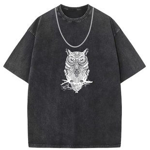 Harajuku style retro old animation oversize printing short sleeve T-shirt men's European and American size foreign trade wholesale custom