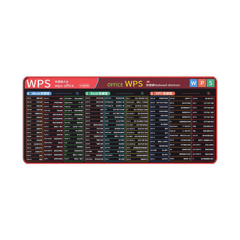 超大鼠标垫WPS/CAD/PS/AI/pe快捷键办公电脑桌面键盘垫延伸防滑垫|undefined
