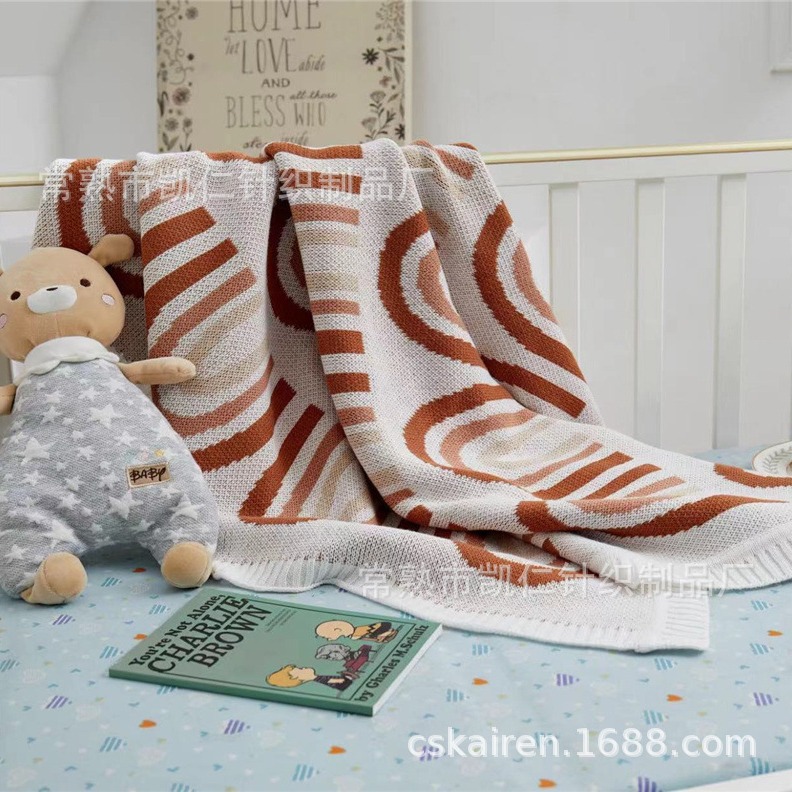 Baby Rainbow Knitted Blanket Scandinavian Swaddle Blanket Newborn Blanket Kindergarten Comfort Blanket [Ins Style