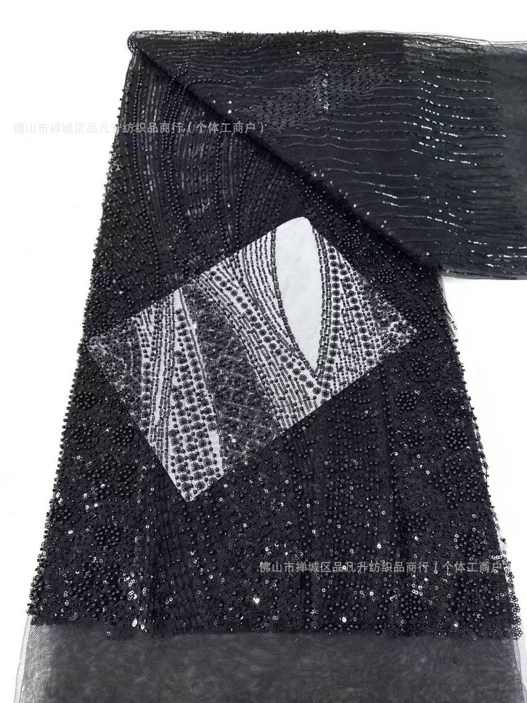Sequinilla tela de cuentas de clavos vestido de boda vestido de noche ropa de moda fuente fábrica al por mayor