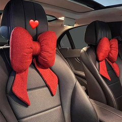 Car headrest, lumbar support, neck pillow, cushion, car seat, Internet celebrity streamer, cotton and linen bow, headrest and lumbar support
