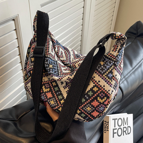 Large-Capacity Ethnic-Style Dumpling Bag for Women | Korean-Style All-Match Crossbody Bag | Women's Instagram-Inspired Shoulder Bag