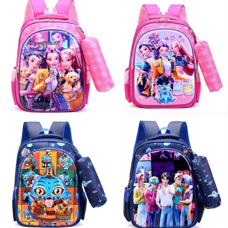 Cartoon Cute Schoolbags for Boys and Girls, 3-Year-Old Children's Backpacks with Spine Protection and Weight Reduction, Girls' Schoolbags