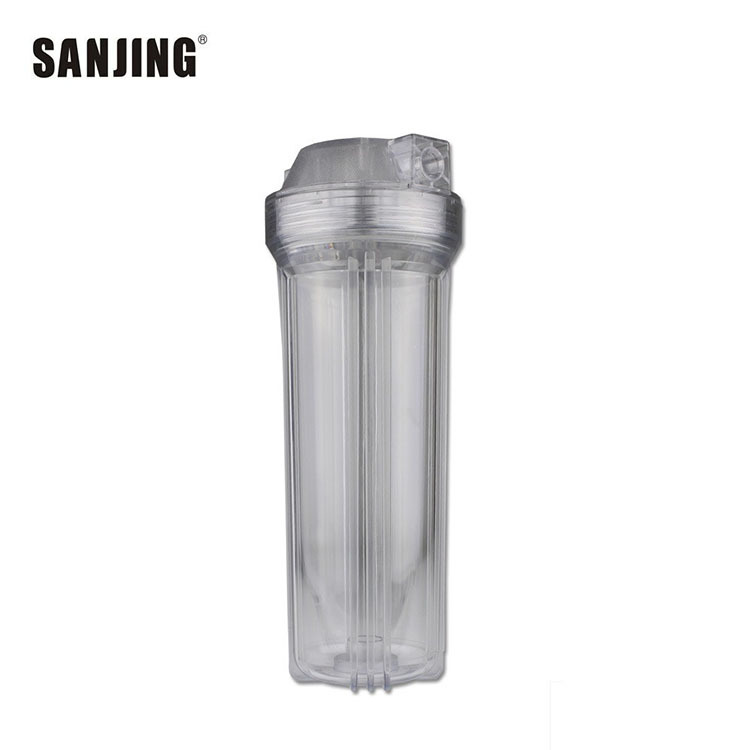 Botella de filtro transparente de PET de estilo americano de 10 pulgadas con hebilla interior botella de filtro purificador de agua transparente de alta resistencia a la presión al por mayor