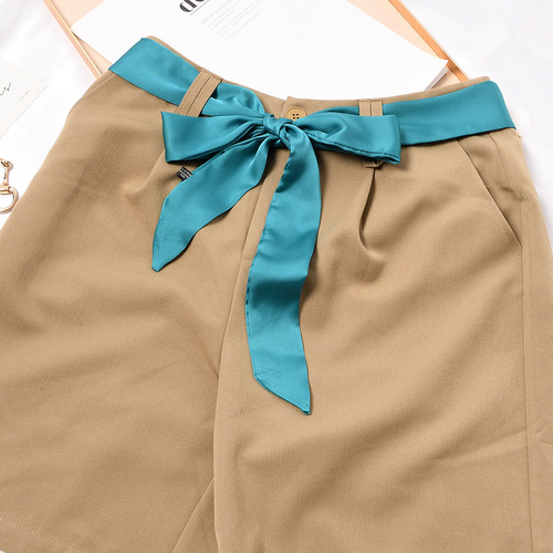 Korean version of narrow solid color long small silk scarf for women to tie bags and streamers Korean small scarf scarf spring and summer belt