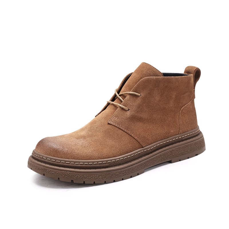 Botas de herramientas, botas redondas retro de otoño e invierno, zapatos masculinos, botas de moda, botas de cuero, botas cortas y suelas gruesas, botas Martin