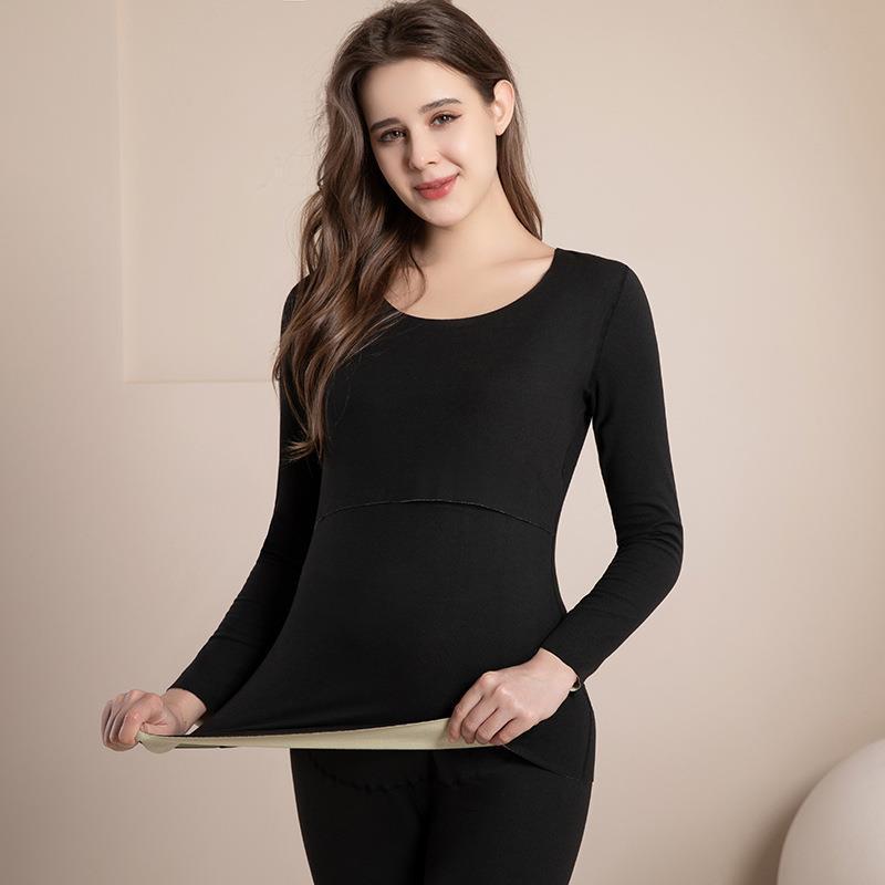 孕妇德绒衣秋衣秋裤套装秋冬哺乳上衣喂奶月子服护肚打底衣孕期|undefined