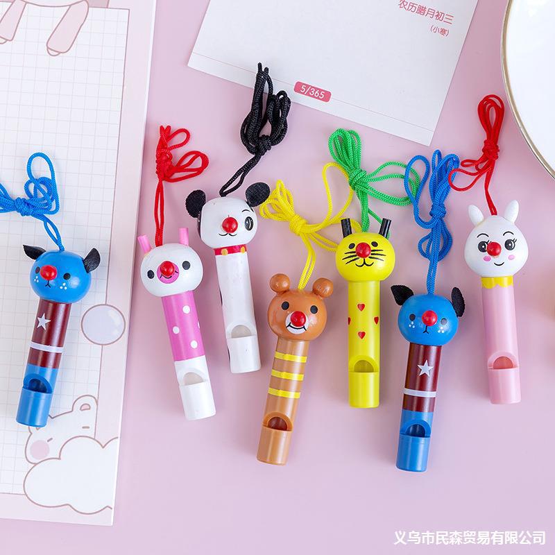 Cartoon woodiness whistling Lanyard Whistle children Toys kindergarten gift originality activity