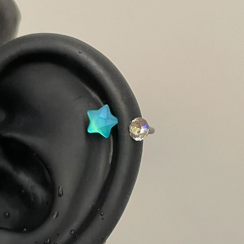 Personalized Colorful Frosted Star Horseshoe Ring Inner Thread Piercing Ear Bone Nail Cochlear Nail Original Design Sexy Earrings