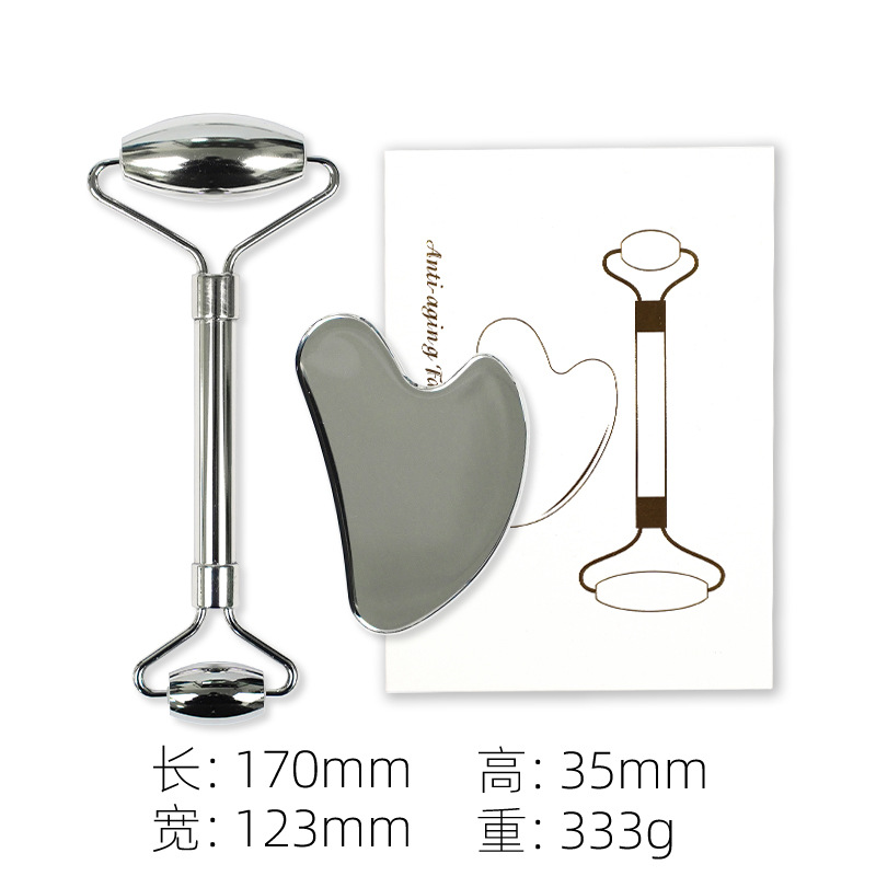 Dispositivo de belleza con rodillo de acero inoxidable para hombres y mujeres, bastón de masaje compacto y práctico, bastón de masaje con rodillo de doble cabezal al por mayor