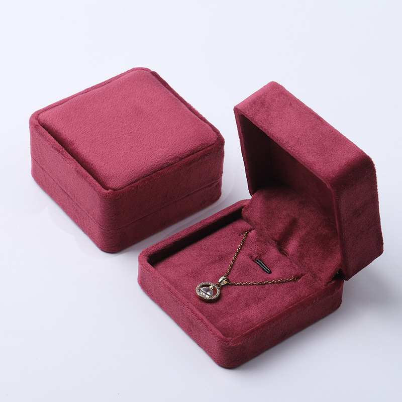 Caja de joyería de terciopelo de alta gama, caja de embalaje de terciopelo para anillos, pulseras, pendientes, cadenas largas, caja de regalo para joyería