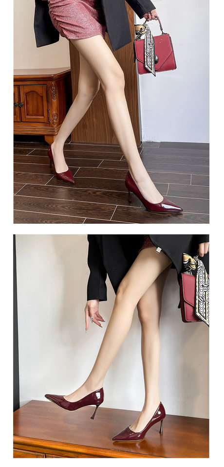 Giày cao gót nữ mũi nhọn gót 6–8 cm, giày tiệc cưới thanh lịch dễ phối đồ — Màu hồng nude, Màu đen, Màu đỏ rượu chi tiết 6