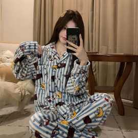韩国史努比珊瑚绒睡衣女秋冬25新款加绒加厚保暖家居服法兰绒套装
