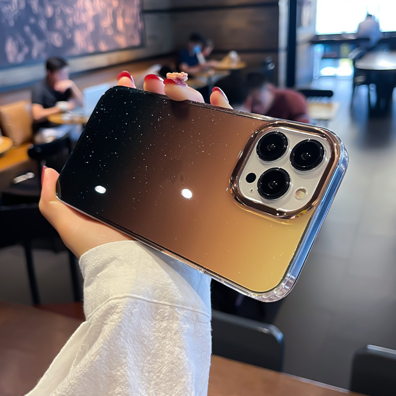 Iphone16携帯ケースフラッシュグラデーションTPUソフトエッジアップル15メッキpcレンズリングi13保護カバーを適用|undefined
