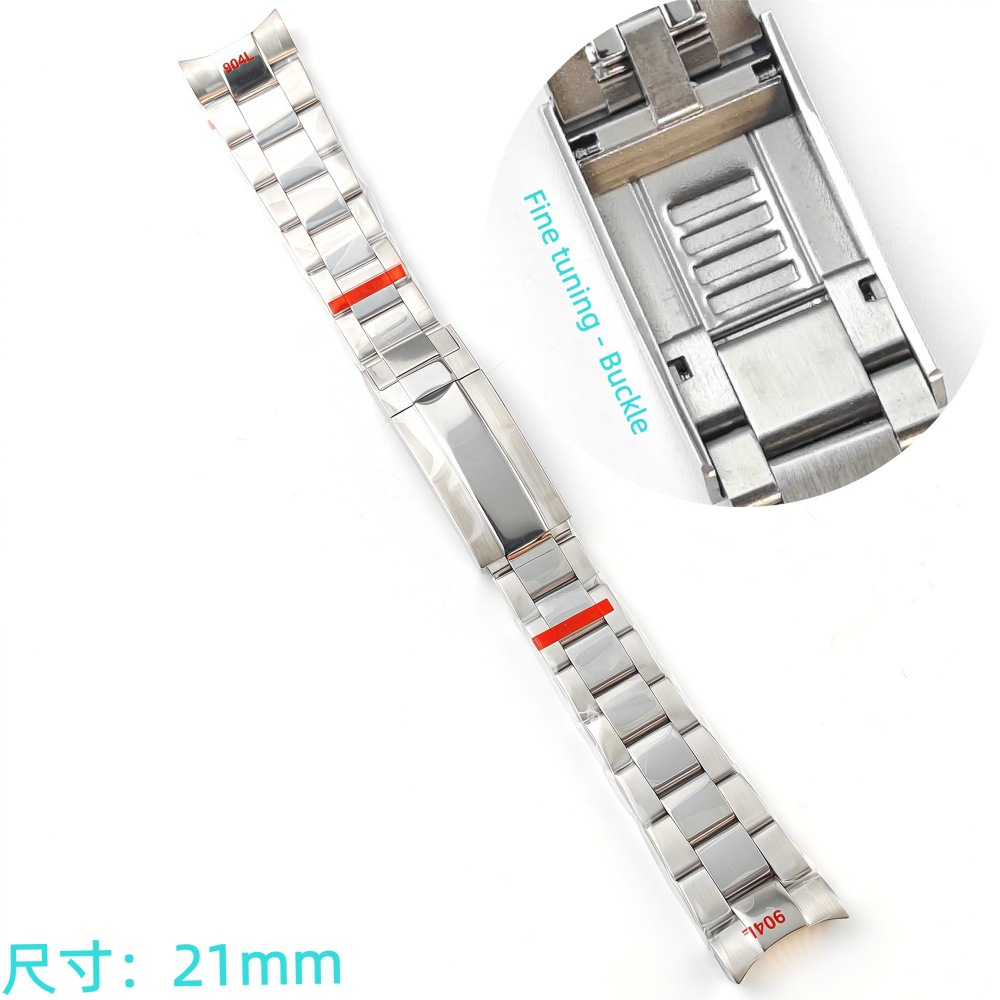 Correa de acero de ajuste fino pulsera de pulsera 21mm sólido de acero plegable accesorios de reloj Renacimiento