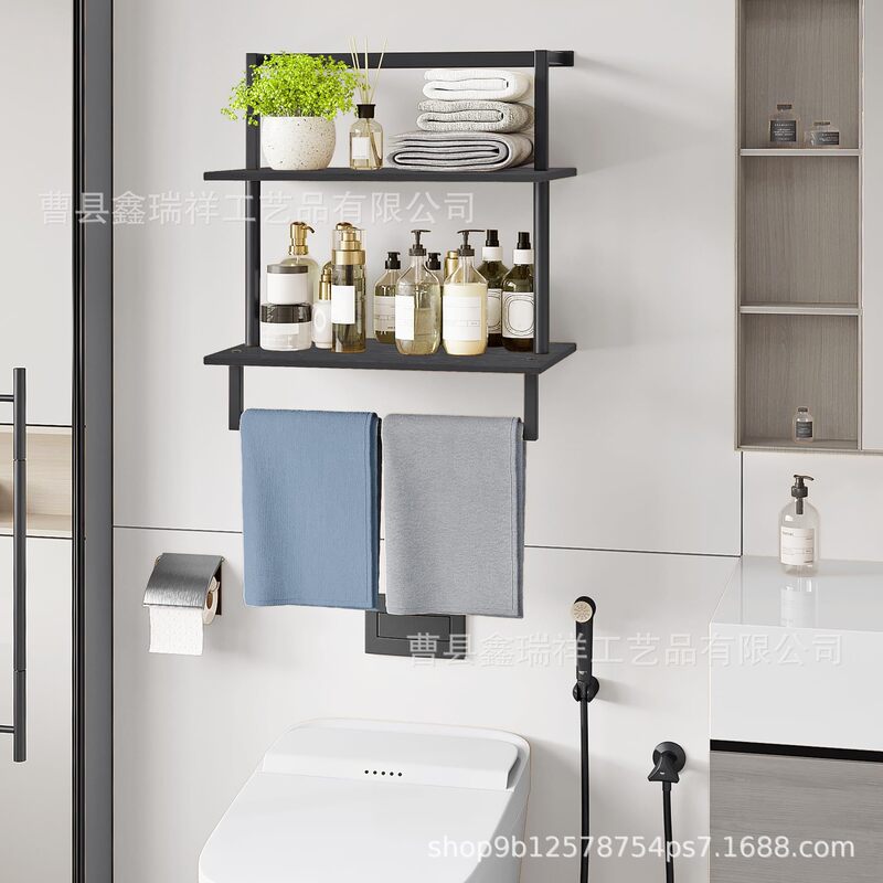 Iron Wood Storage Rack Towel Shower Gel Cosmetics Storage Rack Wall-Mounted Green Plant Laundry Detergent Bathroom Storage Rack Iron Wood Storage Rack Towel Shower Gel Cosmetics Storage Rack Wall-Mounted Green Plant Laundry Detergent Bathroom Storage Rack