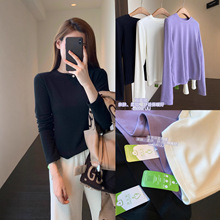 搭配神器 双面绒亲肤保暖显瘦百搭长袖T恤女打底衫秋冬新G092213