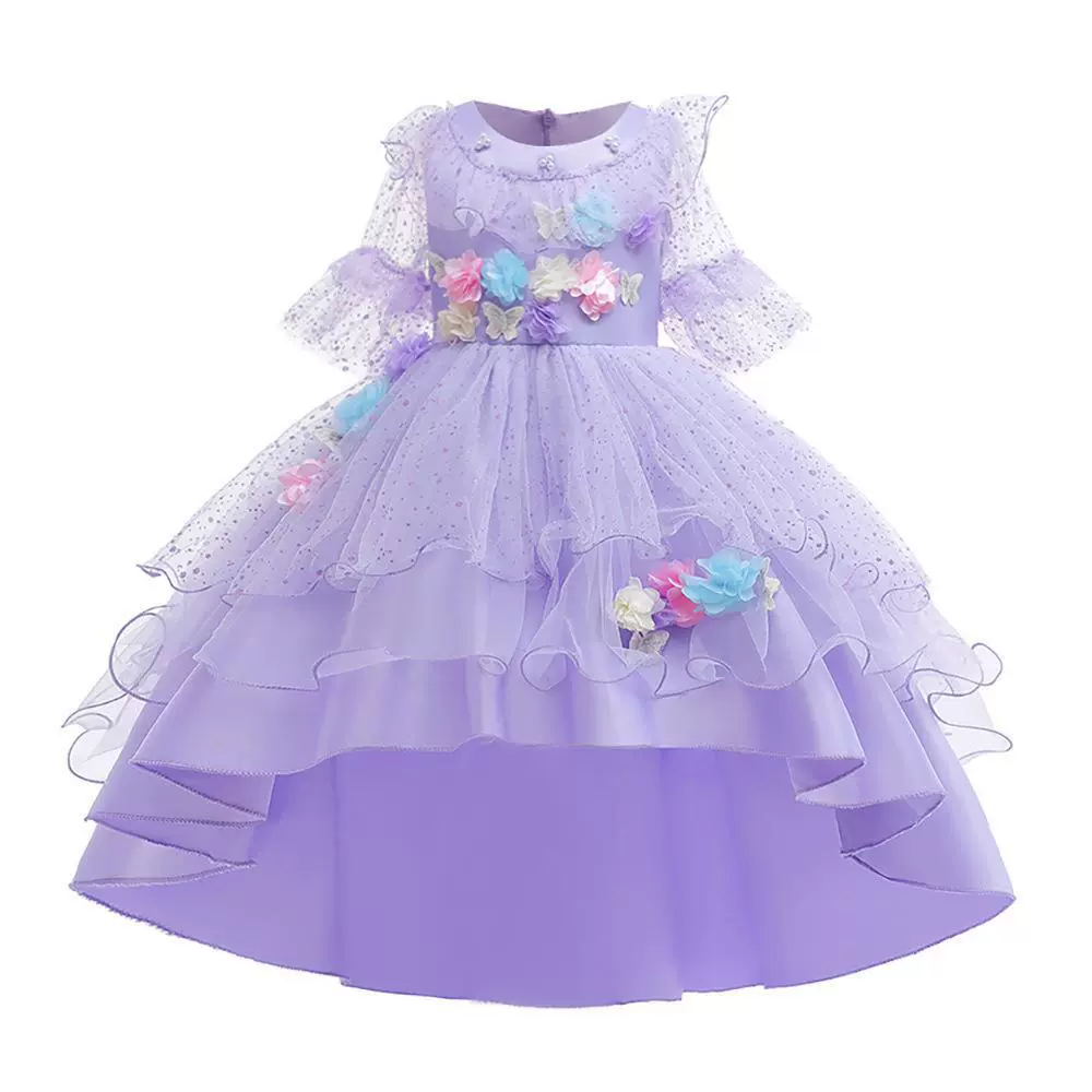 Трансграничный новый волшебный дом полный детский костюм юбка трехмерный цветочный сетчатый пряжа платье принцессы хвост платье для девочек