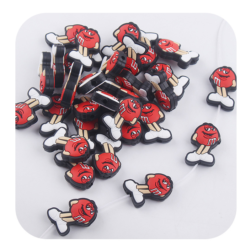 Nuevos artículos para madres y bebés dibujos animados M-bean pequeñas perlas de silicona creativas DIY tetas cadena de pulsera juguetes accesorios de goma de dente