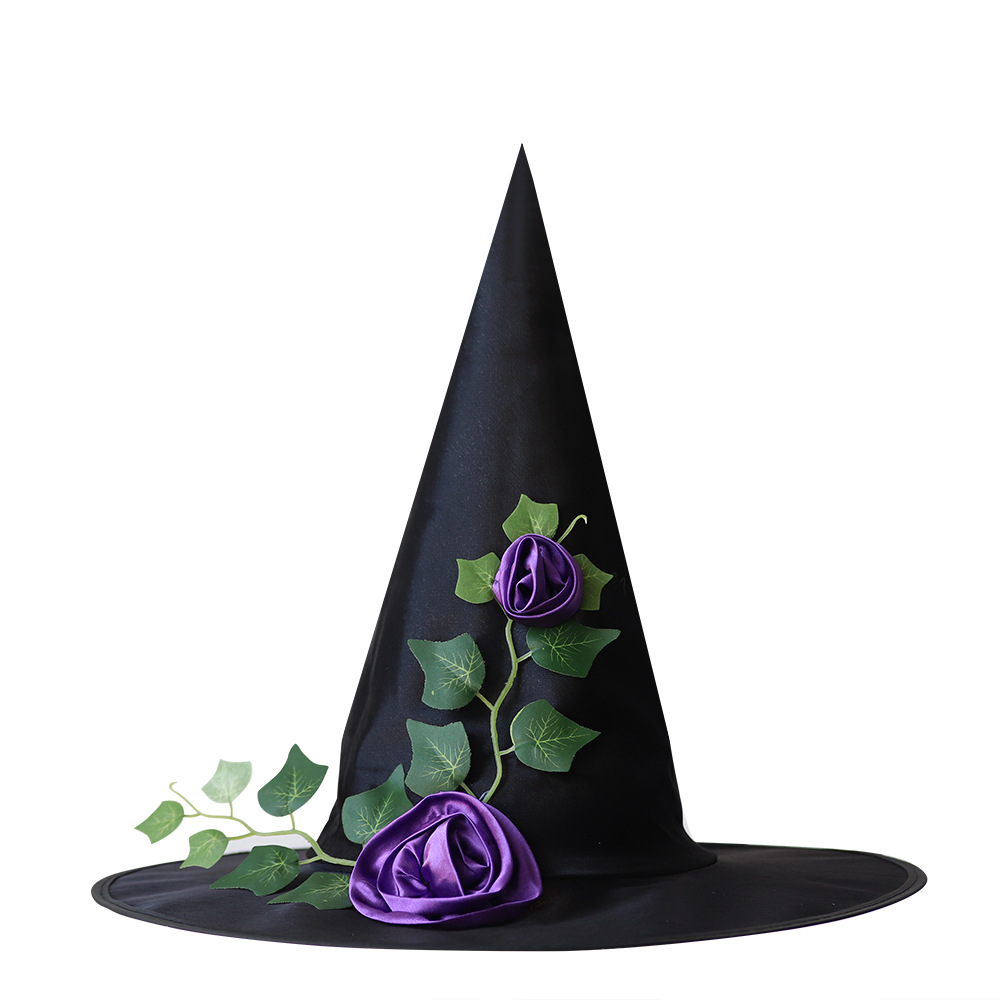 Halloween sombrero de encaje velo agudo sombrero de bruja maquillaje ropa accesorios toque de cabeza vestido gazoo sombrero de brujo