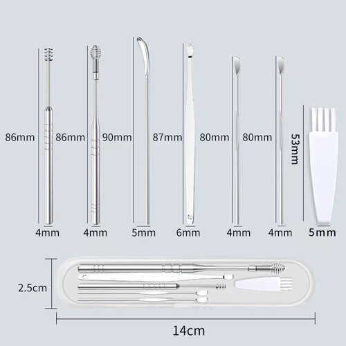 7-piece stainless steel ear scoop ear picking tool set boxed ear scoop spiral ear scoop cleaner