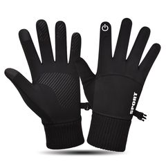 Men's Winter Touchscreen Waterproof Warm Outdoor Sports Riding Windproof Touchscreen Slip-Resistant Fleece Insulated Extended Gloves