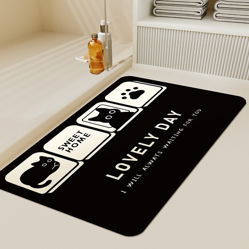 Bathroom Absorbent Diatom Mud Floor Mat Household Toilet Door Absorbent Quick-drying Foot Mat Dirt-resistant Wear-resistant Floor Mat