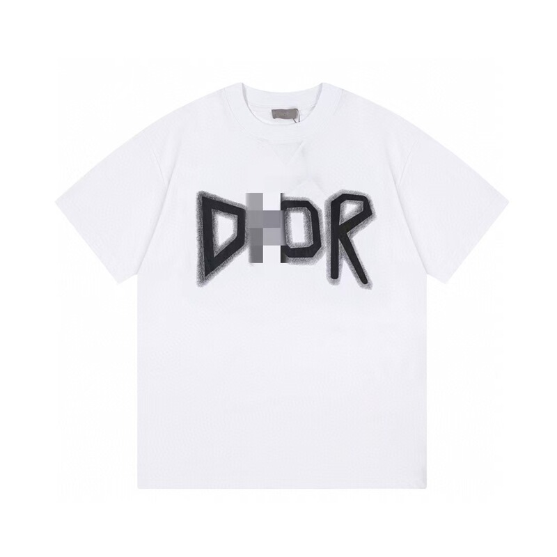 クロスボーダー 25ssCD ホームファッションブランド春夏新作落書きペイントレタープリントユニセックス純綿半袖Tシャツ|undefined