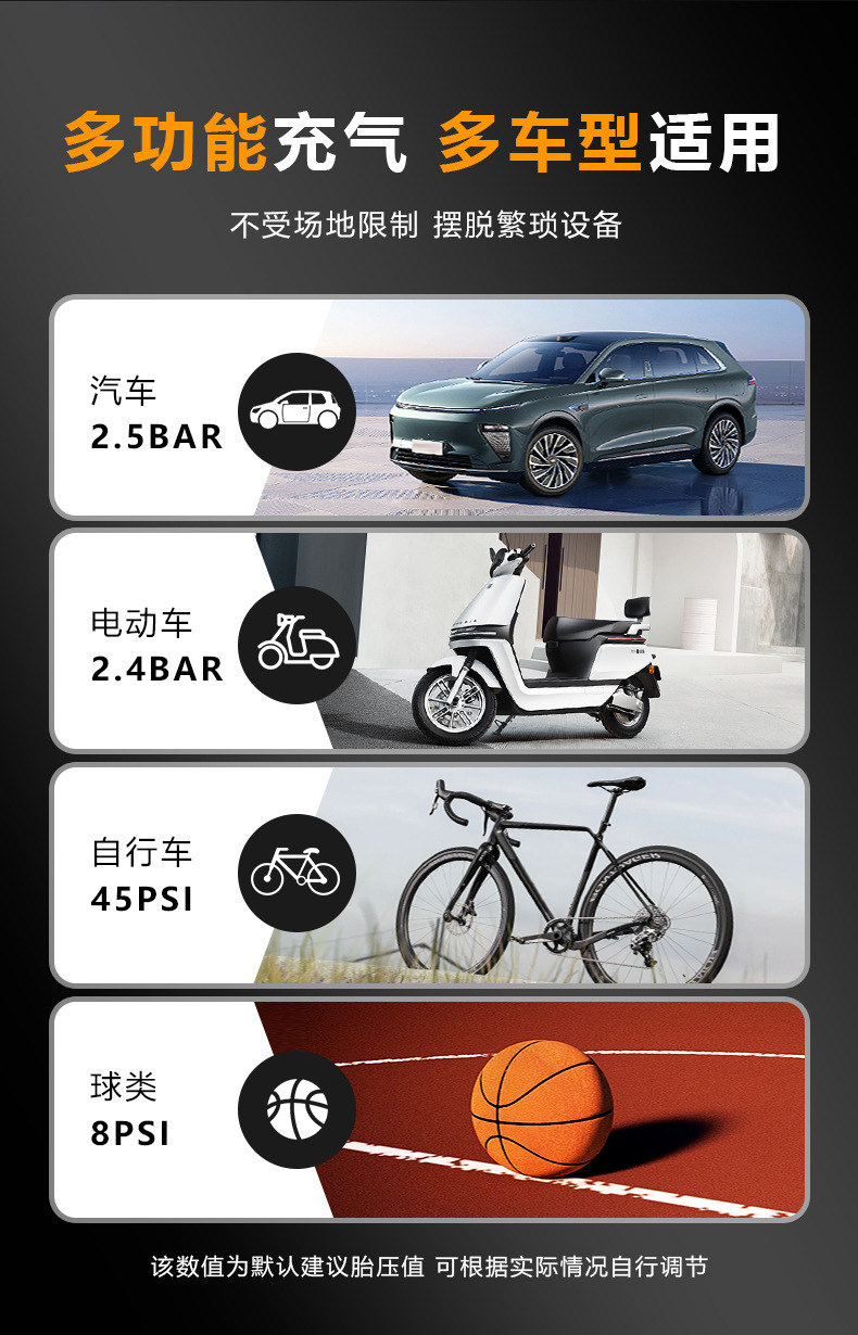 Car Air Pump, Car Air Pump, Electric Wireless Car Air Pump, Convenient Tire Inflator, Universal Multi-Function Air Pump