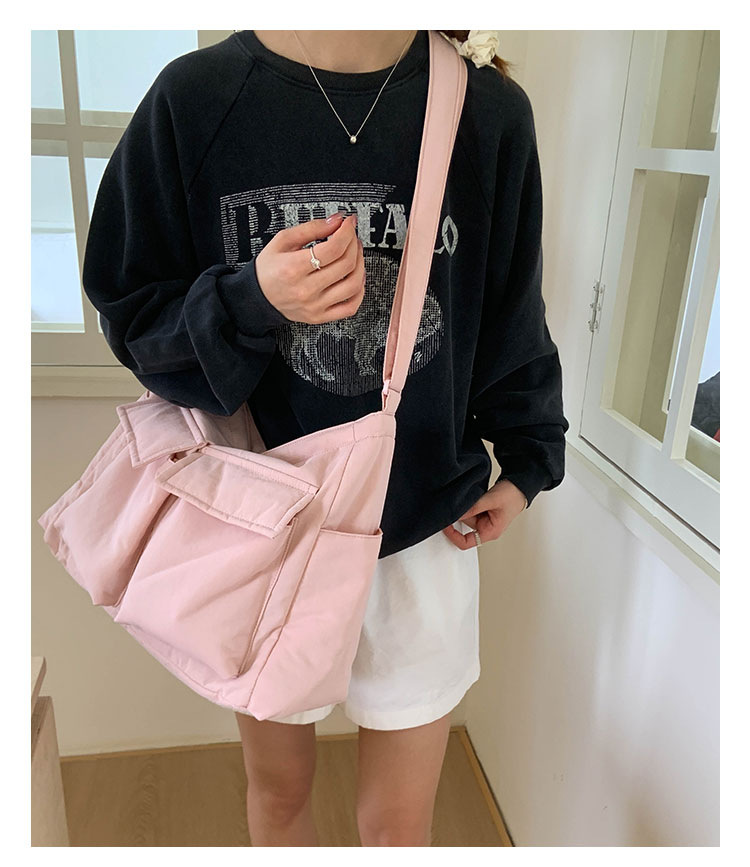 Japanese-style workwear style large-capacity single-shoulder bag, large pocket simple tote bag, ins canvas school crossbody messenger bag undefined