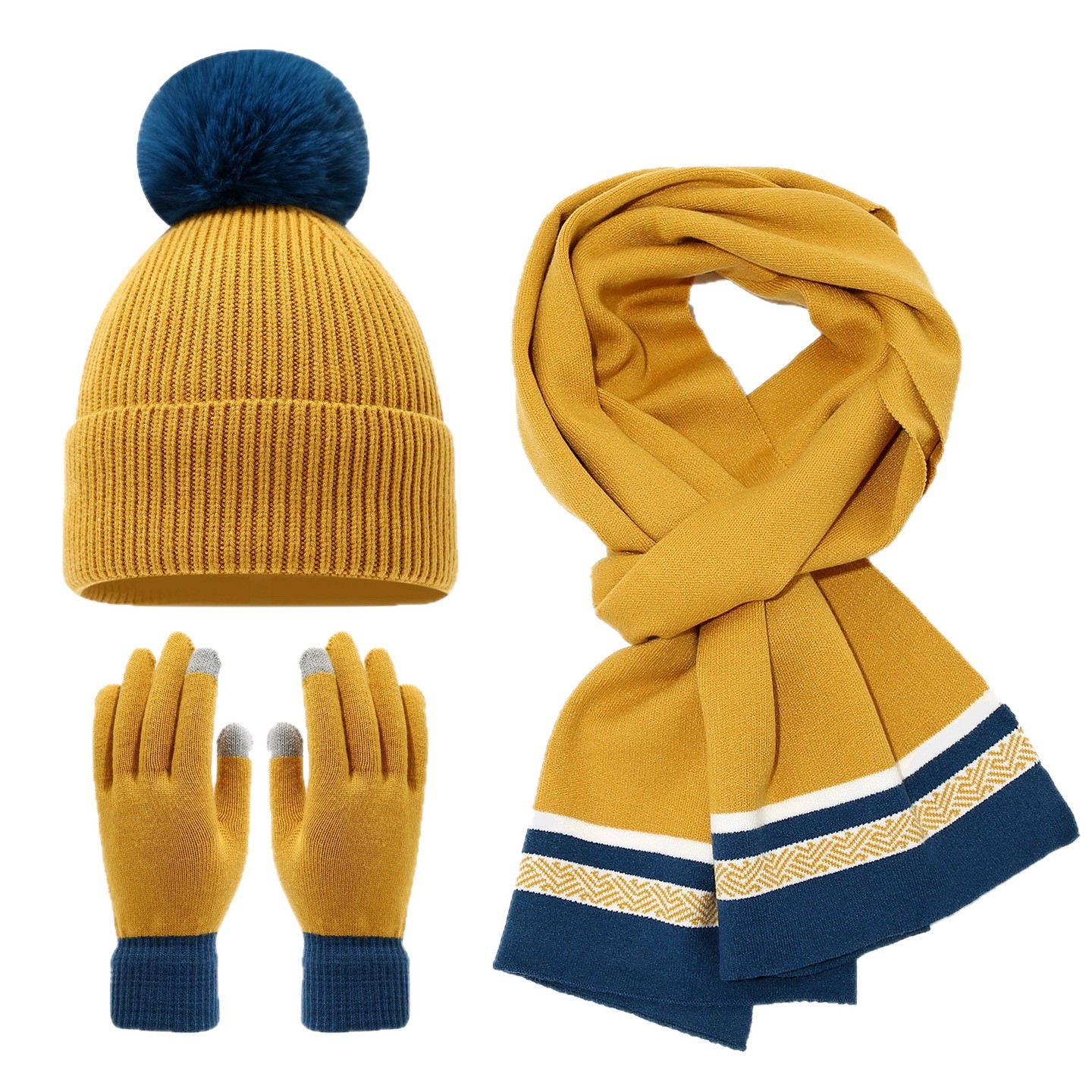 Otoño y invierno damas de protección de orejas bola de lana sombrero de punto bufandas guantes antifría conjunto de esquí al aire libre calentamiento de tres piezas conjunto de moda image 6