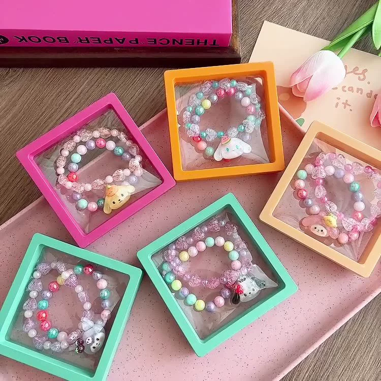 2 пакета детских браслетов с бусинами в мультяшном стиле, прозрачные браслеты Sanrio для девочек, детские аксессуары