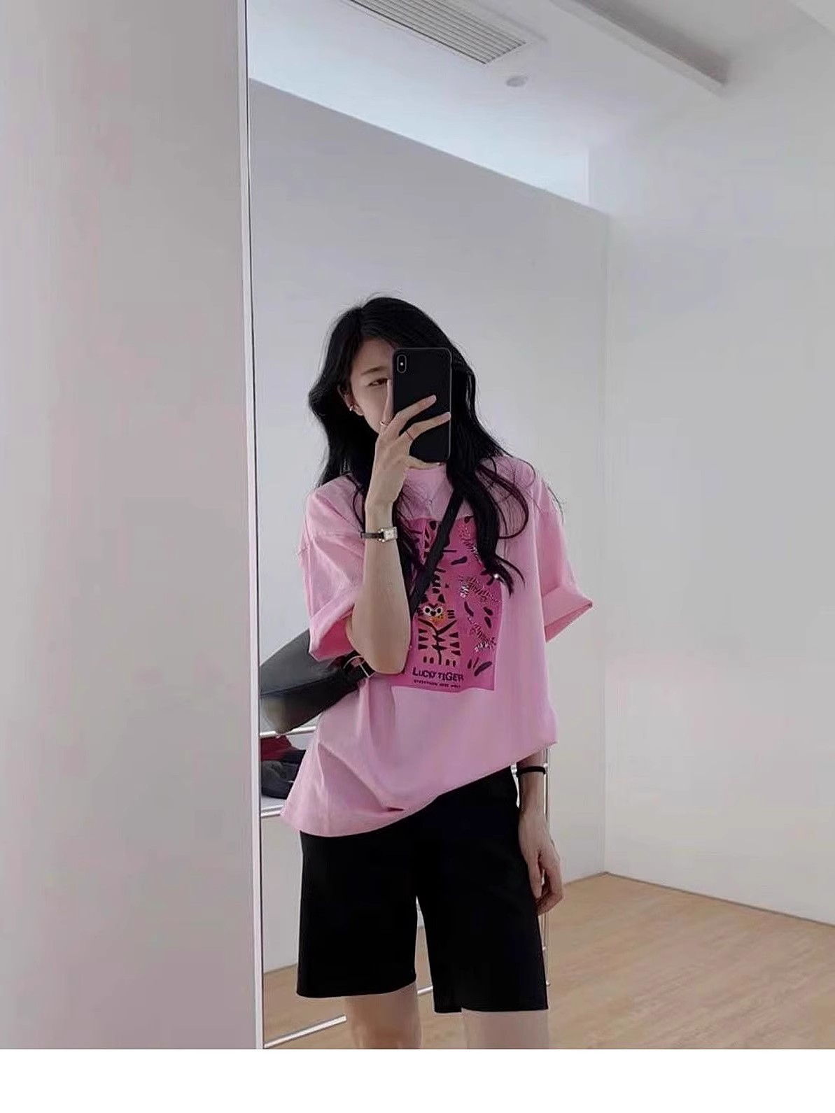 퓨어 코튼 핑크 반팔 티셔츠 여성용 뉴 여름 루즈 하이 엔드 에이지-패셔너블 올 매치 반소매 니치 탑