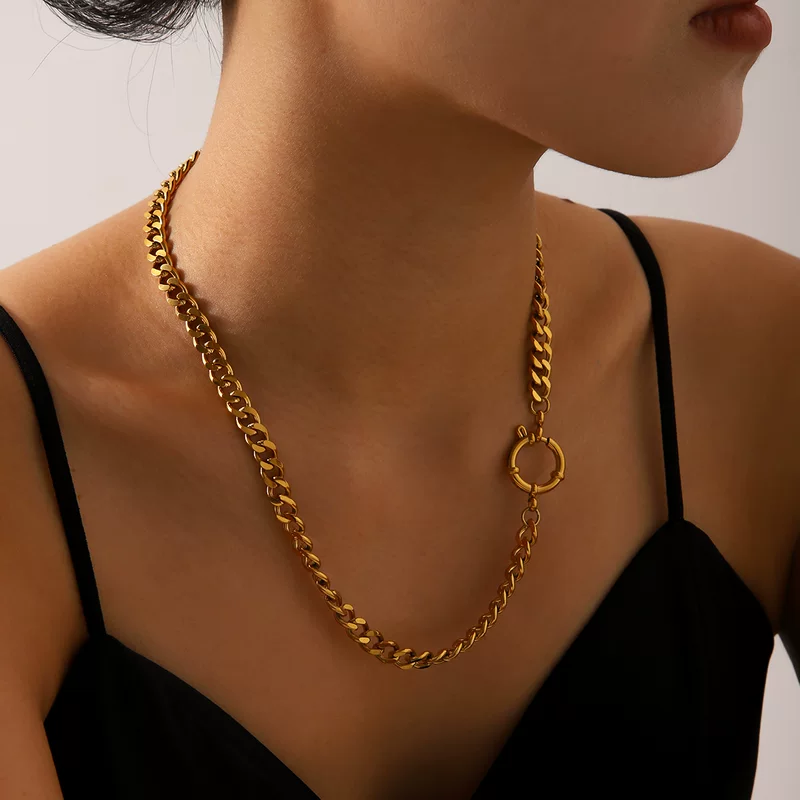 Brand trend necklace hip-hop style stainless steel, accessory, European style, 750 sample gold, does not fade