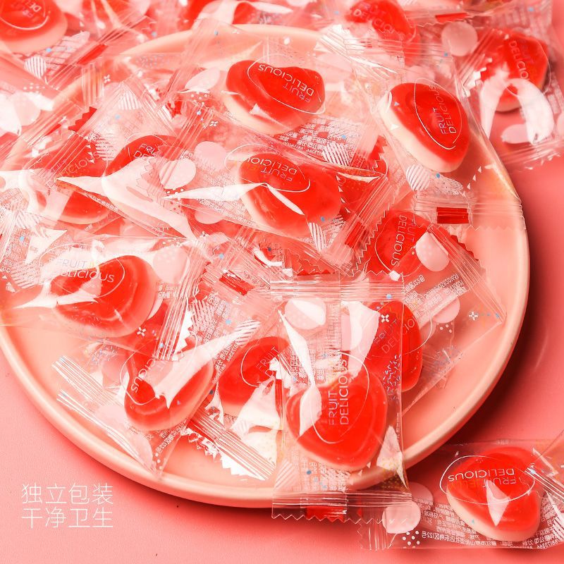 marry Candy wholesale bulk High-end Heart heart-shaped Gummy QQ fruit juice Soft sweets gules wedding Wedding celebration candy