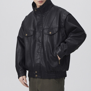 [New] T606 Japanese Retro Spring and Autumn New Men's Nostalgic PU Leather Duffy Handsome Trendy Men's Loose All-match Outside