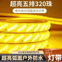 led灯带户外防水超亮工程照明220v高压家用斜五排5730硅胶软灯带