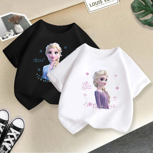  New Children's Short Sleeve Girls T-Shirts Cartoon Tops Baby Children's Clothing Children's Summer Clothes Small and Medium-sized Children
