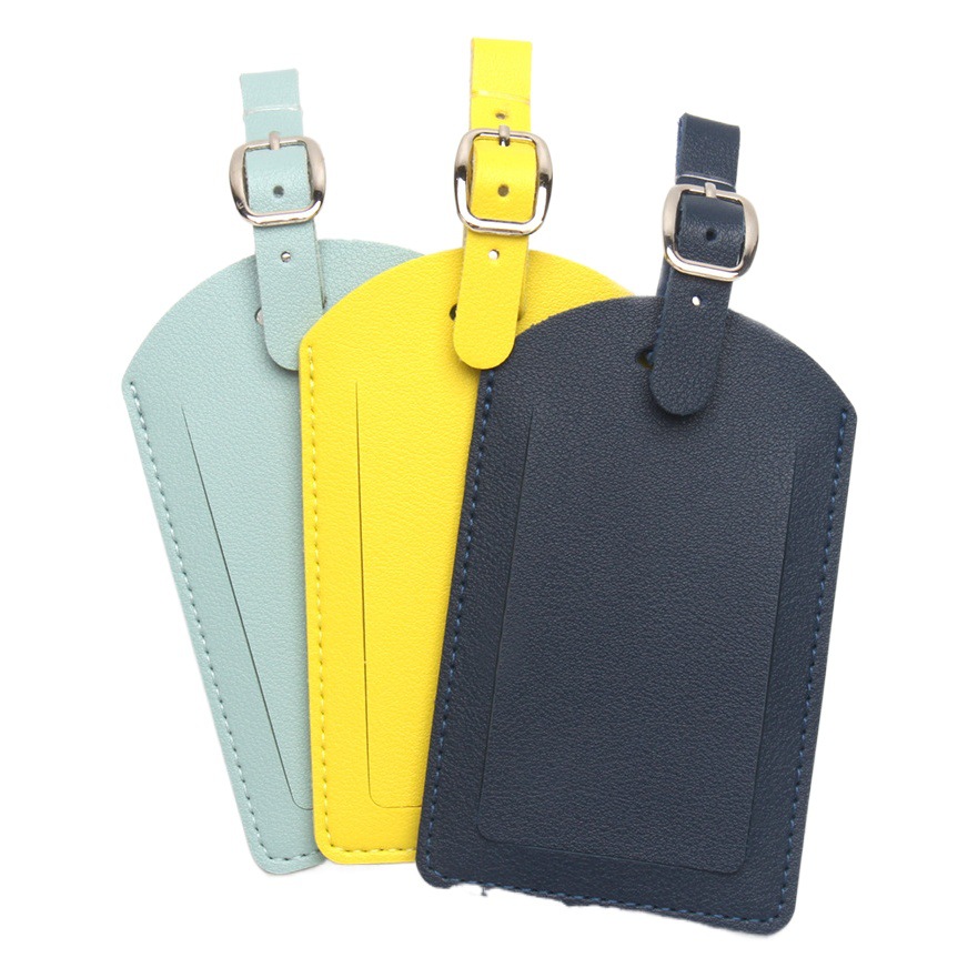 Multi-Color luggage tag leather aircraft boarding pass vertical flip suitcase tag consignment cross flip card cover anti-lost