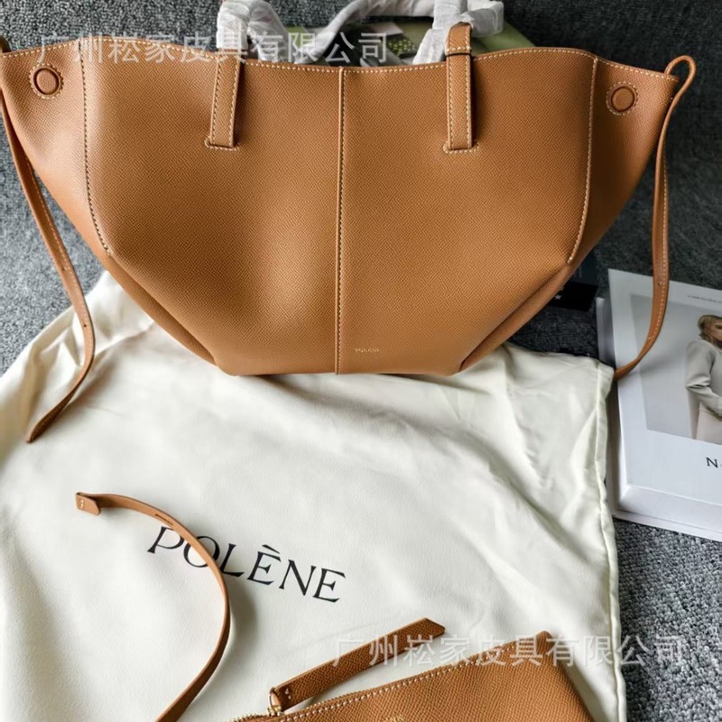 Celebrity-Inspired French Polène Tote Bag, Imported from Italy, Made of Lychee Leather, Light Luxury, Large Capacity, Commuter Bag