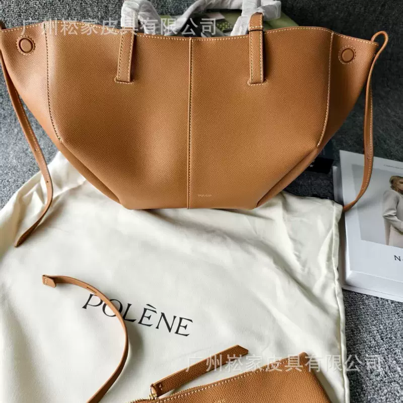 กระเป๋าโท้ทแบรนด์ Polen จากฝรั่งเศส รุ่นเดียวกับดารา นำเข้าจากอิตาลี หนังกลับลายลิ้นจี่ ดูหรูหรา ความจุใหญ่ เหมาะสำหรับใช้เดินทาง