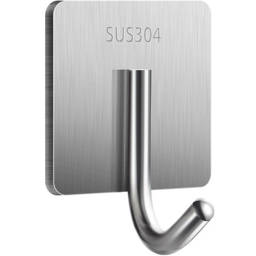 Stainless steel hole-free hooks strong adhesive kitchen wall mounting weight-bearing wall hanging stick hook clothes invisible nail metal hook