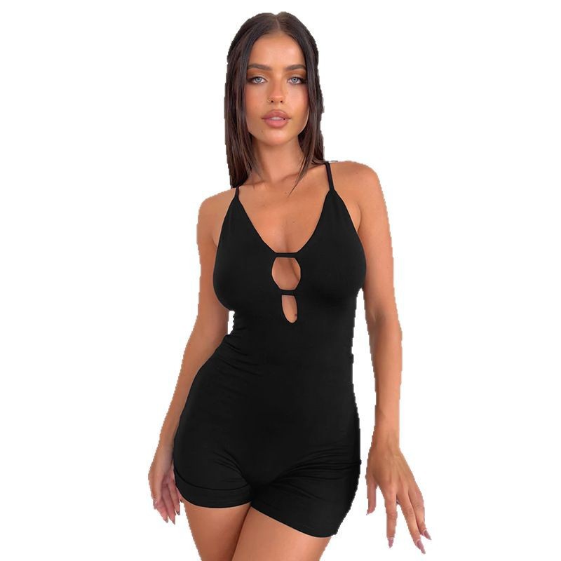 YL25008 eslingas sexy agujero cuerpo corto unido para mujeres 2025 Europa y América comercio exterior transfronterizo nueva ropa de mujer