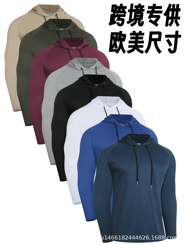 【跨境专供】男士欧美连帽衫纯色爆款男士卫衣套头杉运动休闲长袖|undefined